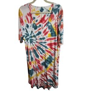Torrid Dress Tie Dye Dress Knit Dress Women 1X T-Shirt Dress Knee Length Dress